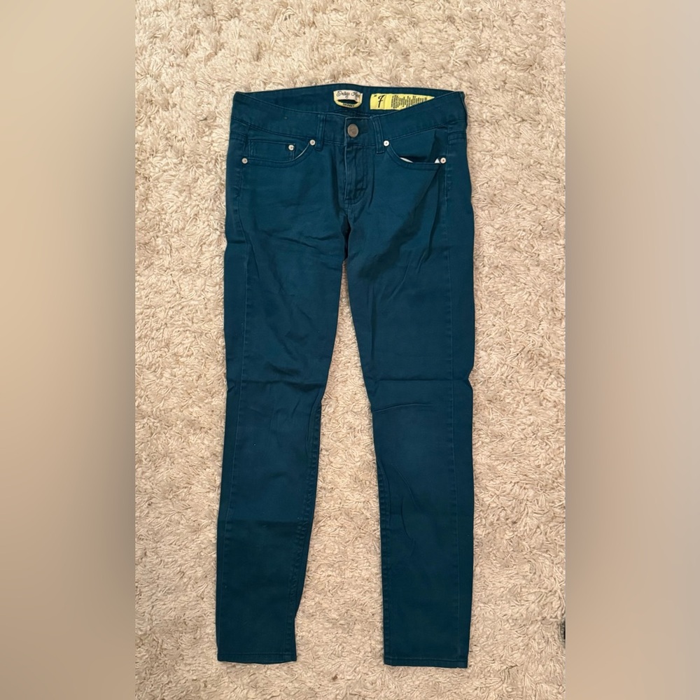 Teal Low Rise Skinny Jeans